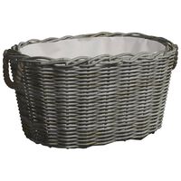 vidaXL Panier à bois de chauffage avec poignées 59x42x28 cm Gris Saule