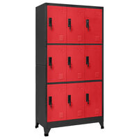 vidaXL Locker Cabinet Anthracite and Red 90x45x180 cm Steel