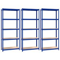 vidaXL 5-Layer Shelves 3 pcs Blue Steel&Engineered Wood