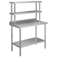 vidaXL Kitchen Work Table with Overshelf 120x60x150 cm Stainless Steel