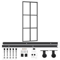 vidaXL Puerta corredera con herrajes ESG vidrio y aluminio 76x205 cm