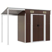 vidaXL Garden Shed with Extended Roof Brown 277x110.5x181 cm Steel