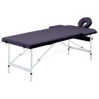 vidaXL Foldable Massage Table 2 Zones Aluminium Purple