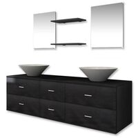 vidaXL Conjunto de muebles de baño y lavabo 7 piezas negro