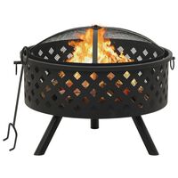 vidaXL Fire Pit with Poker 68 cm XXL Steel