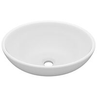 vidaXL Lavabo de lujo ovalado cerámica blanco mate 40x33 cm