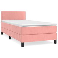 vidaXL Boxspringbett mit Matratze Rosa 80x200 cm Samt