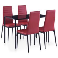 vidaXL Five Piece Dining Set Wine Red