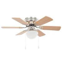 vidaXL Ornate Ceiling Fan with Light 82 cm Light Brown