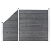 vidaXL Set de valla 1 cuadrada + 1 oblicua WPC gris 273x186 cm