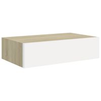 vidaXL Zidna polica s ladicom boja hrasta i bijela 40x23,5x10 cm MDF