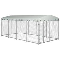 vidaXL Hondenkennel voor buiten met dak 7,6x3,8x2,3 m