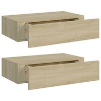 vidaXL Zidne police s ladicom 2 kom boja hrasta 40 x 23,5 x 10 cm MDF