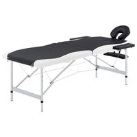 vidaXL 2-Zone Foldable Massage Table Aluminium Black and White