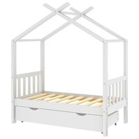 vidaXL Estructura de cama niños y cajón madera maciza blanca 70x140 cm