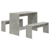 vidaXL Juego de comedor 3 piezas madera contrachapada gris hormigón