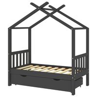 vidaXL Kinderbedframe met lade grenenhout donkergrijs 70x140 cm