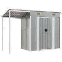 vidaXL Garden Shed with Extended Roof Light Grey 277x110.5x181 cm Steel