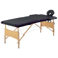 vidaXL Foldable Massage Table 2 Zones Wood Black