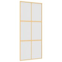 vidaXL Porta deslizante 90x205 cm vidro ESG fosco/alumínio dourado