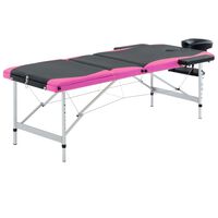 vidaXL Massageliege Klappbar 3-Zonen Aluminiumgestell Schwarz und Rosa