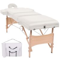 vidaXL Table de massage pliable à 3 zones 10 cm d'épaisseur Blanc