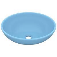 vidaXL Lavatório luxuoso formato oval 40x33cm cerâmica azul-claro mate