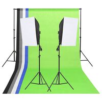 vidaXL Fotostudio-Beleuchtung-Set mit Hintergründen und Softboxen