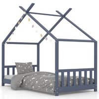 vidaXL Kids Bed Frame Grey Solid Pine Wood 70x140 cm