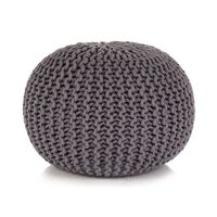 vidaXL Pouf tricoté à la main Coton 50 x 35 cm Gris