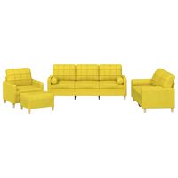 vidaXL 4-dijelni set sofa s jastucima svjetložuti od tkanine