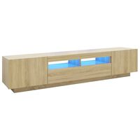 vidaXL Comodă TV cu lumini LED, stejar sonoma, 200x35x40 cm