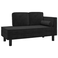 vidaXL Chaise longue com almofadões e rolo veludo preto