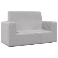 vidaXL Dvivietė vaikiška sofa, šviesiai pilka, minkštas pliušas