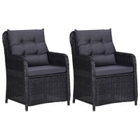 vidaXL Garden Chairs 2 pcs with Cushions Poly Rattan Black