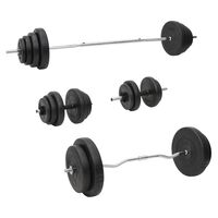 vidaXL Conjunto de barras e halteres com discos 120 Kg