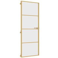 vidaXL Binnendeur smal 76x201,5 cm gehard glas en aluminium goudkleur