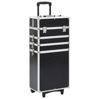 vidaXL Make-up Trolley Aluminium Black with Crocodile Pattern