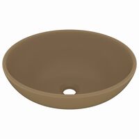 vidaXL Lavabo ovale de luxe Crème mat 40x33 cm Céramique