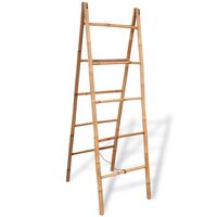 vidaXL Double Towel Ladder with 5 Rungs Bamboo 50x160 cm