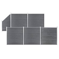 vidaXL Set de valla 5 cuadradas + 1 oblicua WPC gris 965x186 cm