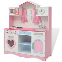 vidaXL Toy Kitchen Wood 82x30x100 cm Pink and White