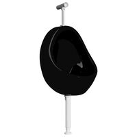 vidaXL Wall Hung Urinal with Flush Valve Ceramic Black