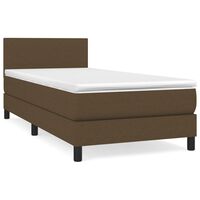 vidaXL Cama box spring con colchón tela marrón oscuro 80x200 cm