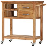 vidaXL Kitchen Trolley 80x45x91 cm Solid Acacia Wood