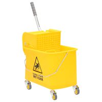 vidaXL Mop Bucket with Wringer and Wheels Yellow 20 L Polypropylene