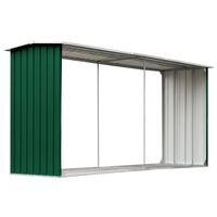 vidaXL Casetilla para leña acero galvanizado verde 30x92x153 cm