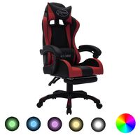 vidaXL Fauteuil de jeux vidéo avec LED RVB Bordeaux et noir Similicuir