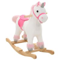 vidaXL Rocking Animal Unicorn Plush 65x32x58 cm White and Pink