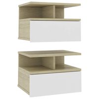 vidaXL Tables de chevet flottantes 2 pcs Blanc et chêne sonoma